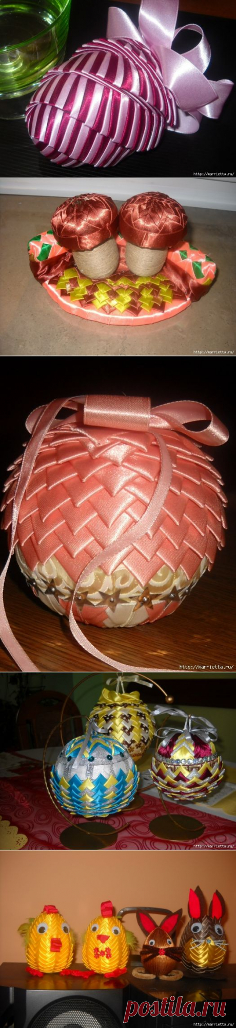 Елочные игрушки из атласных лент в технике АРТИШОК