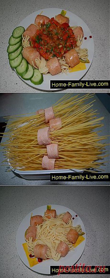 Кулинарные рецепты Спагетти с сосисками » Кулинарные рецепты