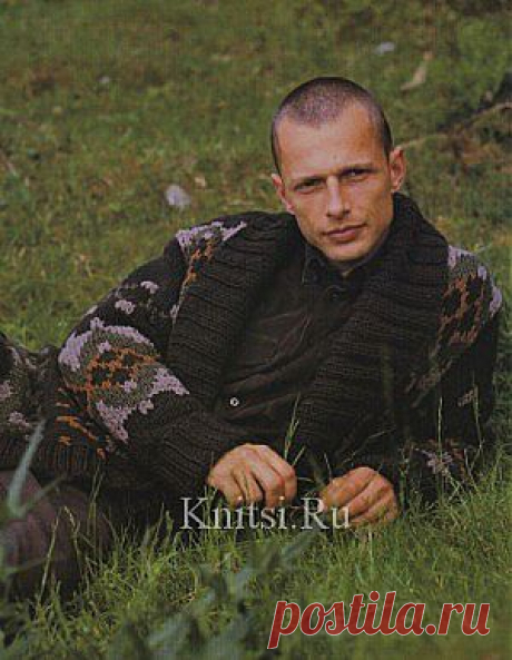 Жакет с жаккардовым узором. Вязание для мужчин / Пуловеры / Спицами