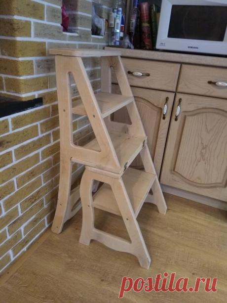 Стул-стремянка, из фанеры (20 мм) и соснового мебельного щита