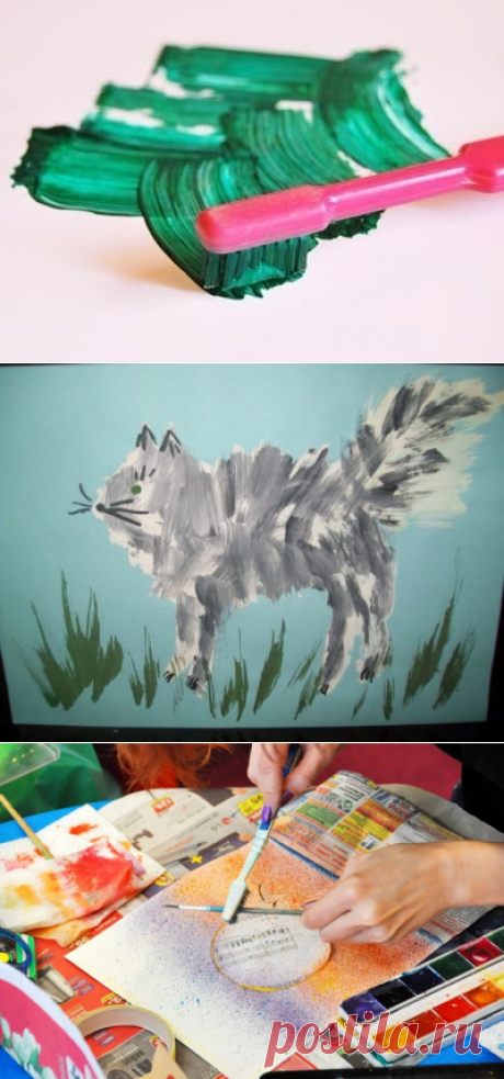 Нетрадиционные техники рисования. рисуем зубной щеткой — Поделки с детьми