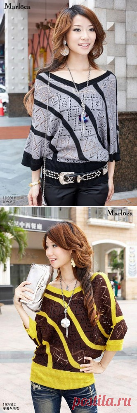 Летний свитер "Диагональ" - Мои статьи - Каталог статей - Машинное вязание