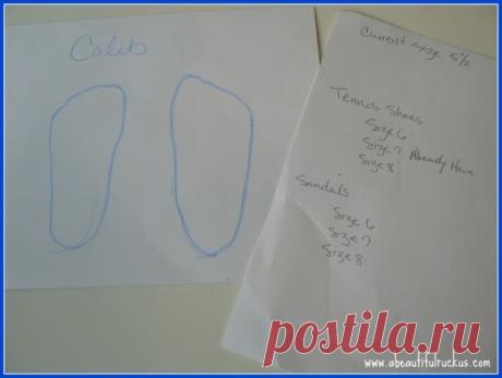 Полезные идеи для родителей -Если ваш ребёнок не очень хорошо переносит походы в обувной магазин, обрисуйте его стопы и отправляйтесь выбирать обувь без него.