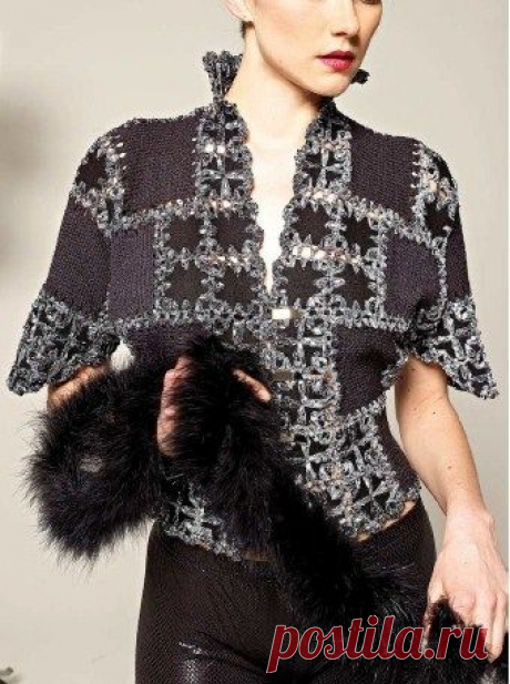 Вязание крючком + ткань. (Идеи из интернета) / Вязание крючком / Женская одежда крючком. Схемы.