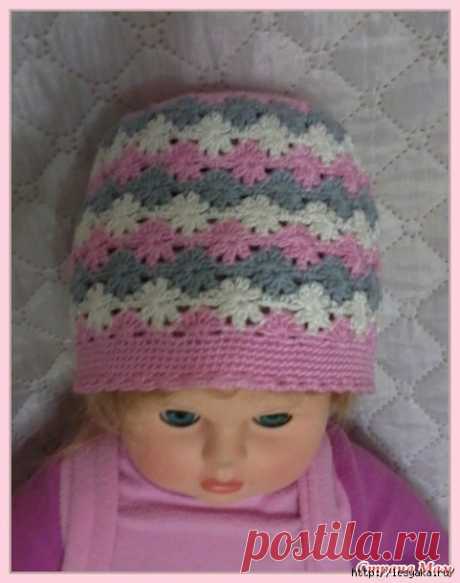 Вязаная шапочка "Цветочная радуга" своими руками!