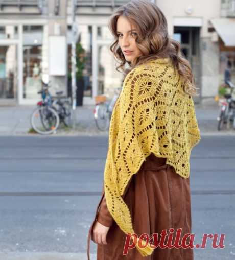 Вяжем шаль с узором из ромбов