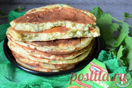 Блины на пиве с сыром и зеленью Кулинарный рецепт