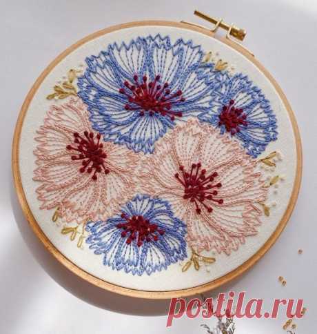 Идеи вышитых цветов