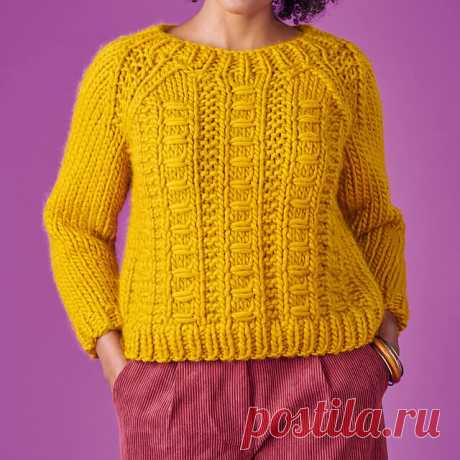 Женский джемпер спицами из толстой пряжи Robinia | Лучший сайт по вязанию