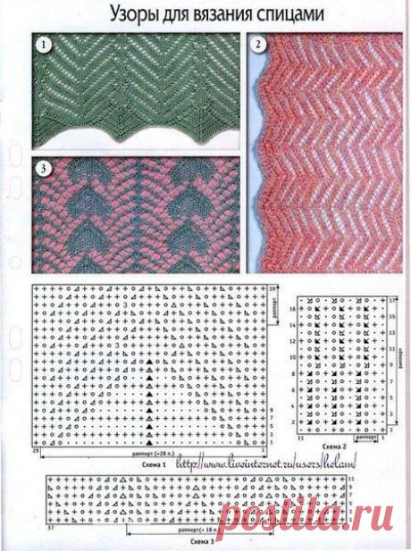 Подборка узоров для вязания спицами..