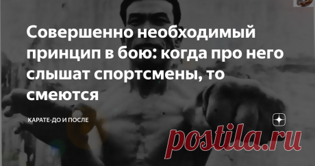 Совершенно необходимый принцип в бою: когда про него слышат спортсмены, то смеются В мире единоборств нет однозначных позиций и мнений на тот или иной вопрос. Что касается стратегии, тактики и техники боя - мнения могут сильно отличаться.
То же самое и про основной принцип карате, который звучит как "икенн хисацу" и переводиться как "одним ударом наповал",  мнения сильно разделились.
Одни говорят, что это основа, без которой карате не будет работать на улице, другие считают это