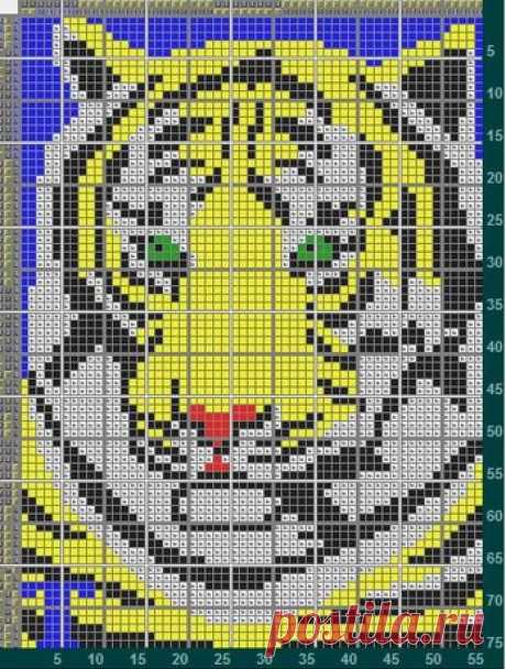 #рисункипоклеточкам #схема #вышивка #досуг #японскиекроссворды #киберкрот #цветные #тигр 
Автор рисунка: Е. В. Лежнина (г. Йошкар-Ола)
Спецвыпуск №1, 2007 кроссворд №15