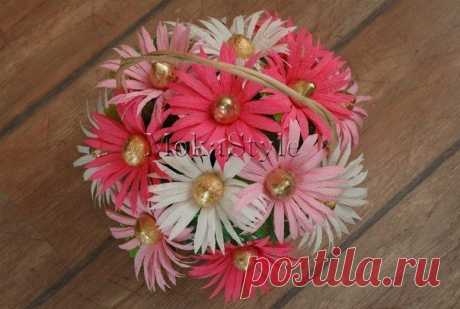 Идеи подарков. .БУКЕТ ГЕРБЕР ИЗ КОНФЕТ.