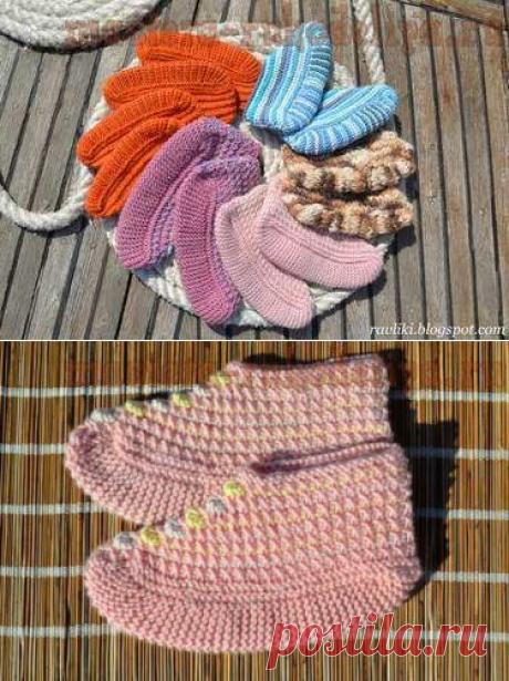 Мастера рукоделия - рукоделие для дома. Бесплатные мастер-классы, фото и видео уроки - Вязание спицами: Очень ленивые тапки