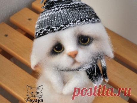 Мастер-класс: котик-печалька Сенечка в технике сухого валяния – Ярмарка Мастеров