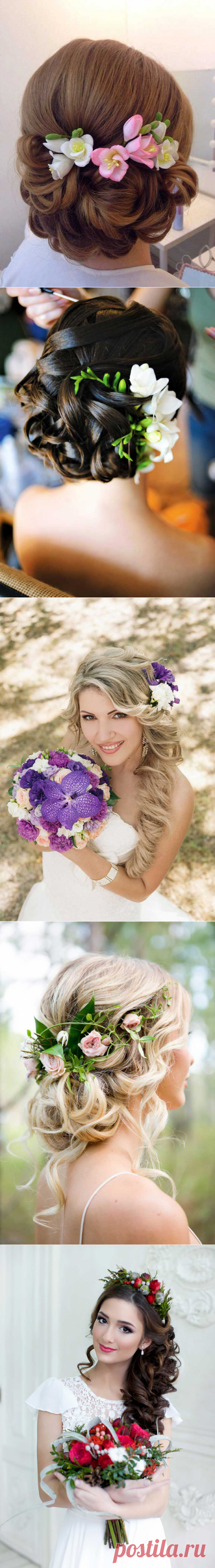 Свадебные прически, украшенные цветами
