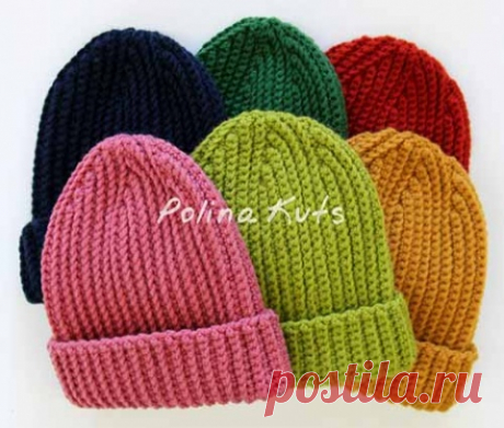 Шапка бини крючком, узор "резинка"
Автор мастер-класса Polina Kuts.
Как связать крючком шапку резинку?
Думаю, ни для кого не секрет, что шапку такую вяжут поперёк простыми столбиками без накида, цепляя за заднюю полупетлю предыдущего…