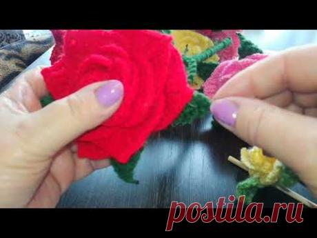 Шикарный букет # из вязаных роз#