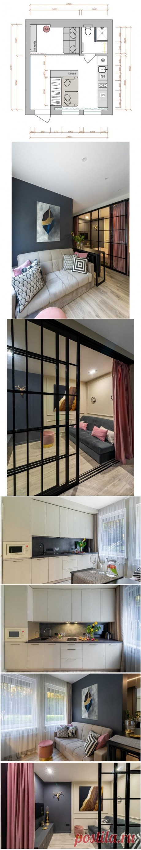 Маленькая необычная студия 24 кв.м с отдельной спальней — показываем планировку и дизайн | Mebel.ru | Яндекс Дзен