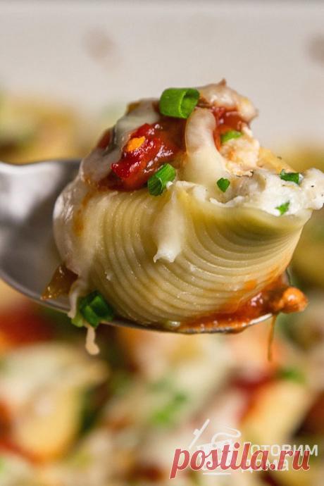 Макароны ракушки с рыбой