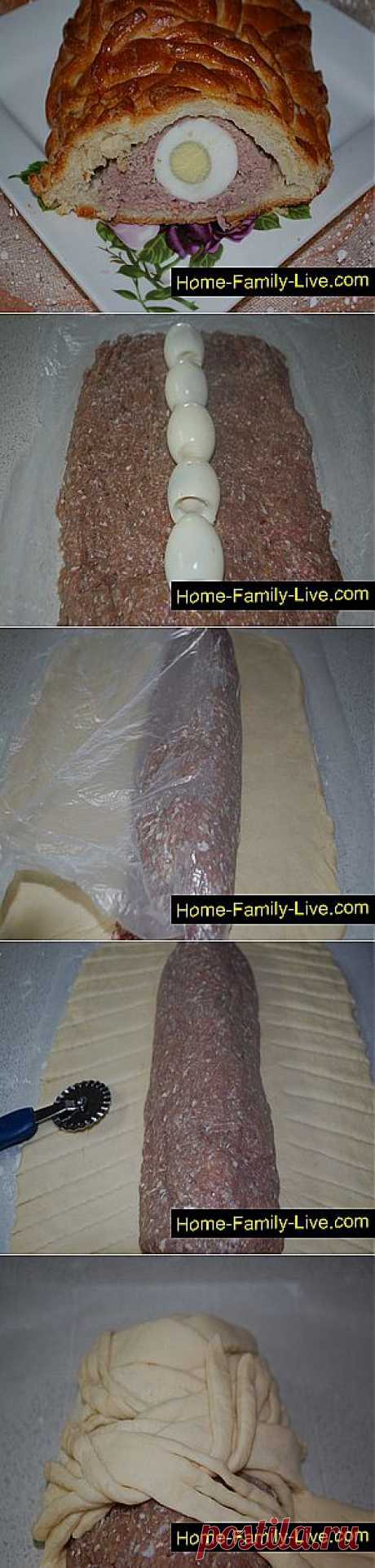 Кулинарные рецепты Пирог плетенка с фаршем и яйцом » Кулинарные рецепты