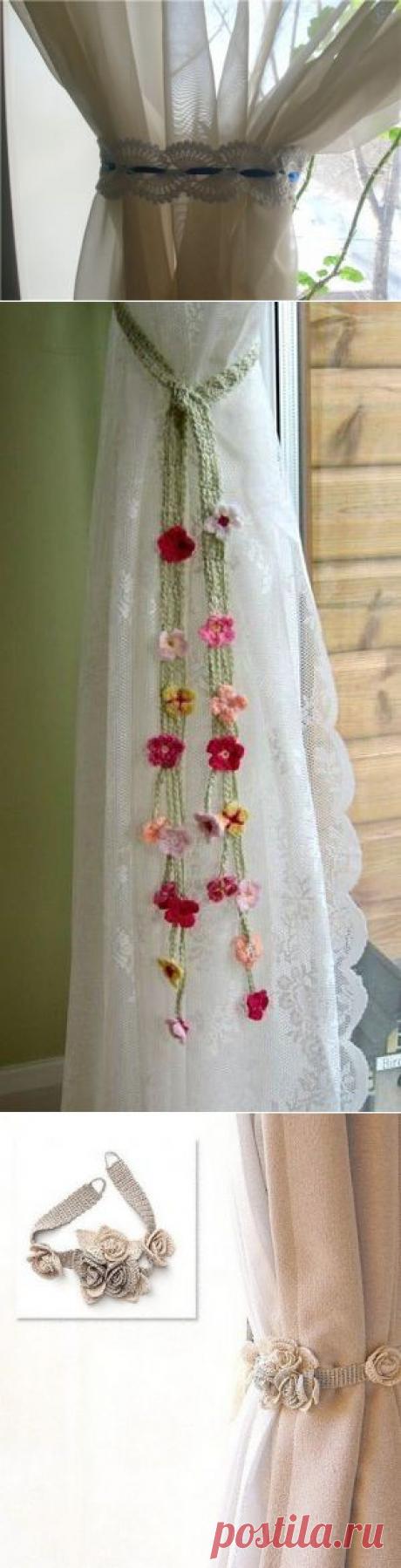 Вязаные подхваты для штор - идеи для рукодельниц | Женский журнал