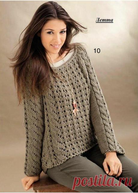 Пуловер спицами для женщин со схемами и описанием: 12 моделей