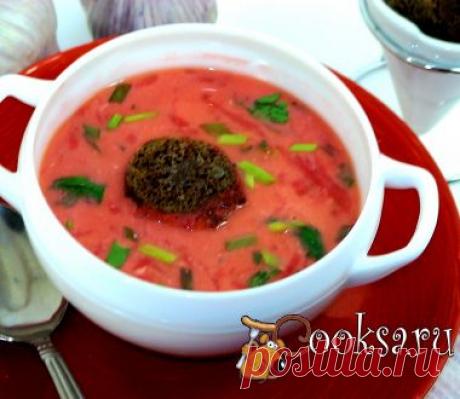 "Підбиваний" борщ с чесночными крутонами фото рецепт приготовления