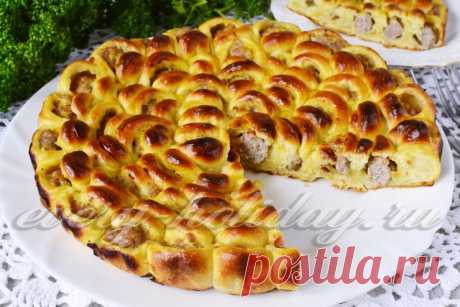 Мясной пирог "Хризантема", рецепт с фото пошагово