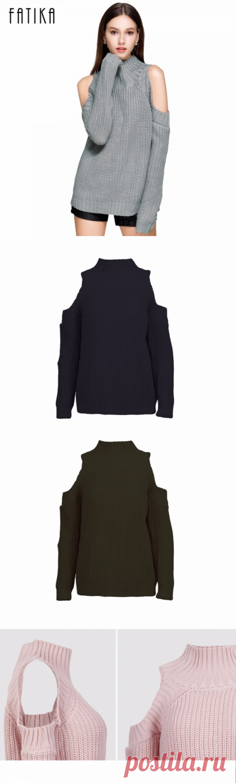 FATIKA Женщин с плечами Водолазка вязаная свитера Осень 17 Мода Пуловеры Перемычки зимой Негабаритный свитер для женщин - Интернет-магазин для женщин Обувь Свитера Платья Рубашки Наплечные сумки Шарфы и аксессуары из Китая.