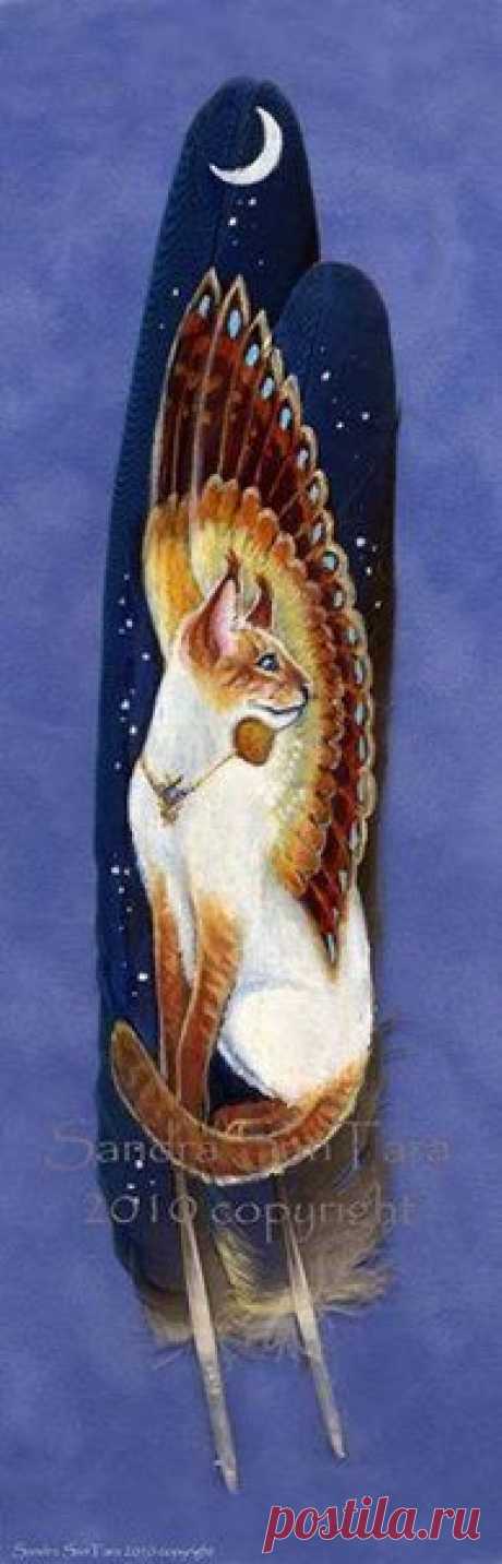 Роспись на перьях Сандры Сантара (Sandra SanTara) / Рукоделие