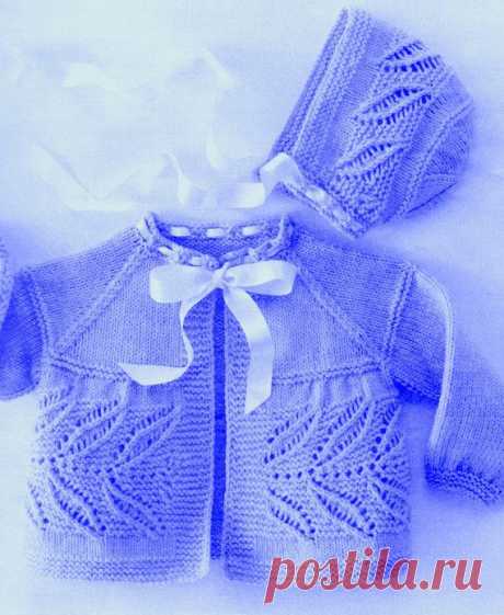 Baby Knitting Pattern for Newborn Baby Sweater and Baby Bonnet Hat wi…