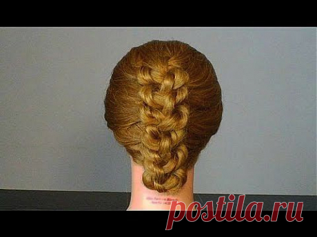 Прическа с плетением. Knot braid updo for medium long hair tutorial - YouTube