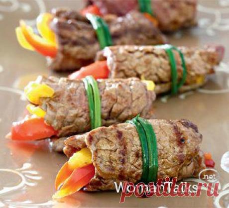 Рулетики из говядины со сладким перцем