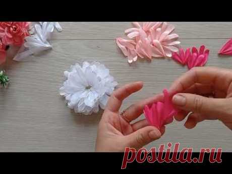 Пышный, объемный, красивый бант из атласной ленты 2,5 см и очень бюджетный)