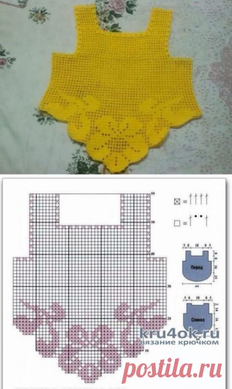 Летний топ крючком из льна. Работа Любови