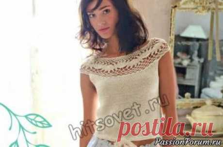 Топ с круглой кокеткой крючком - запись пользователя Лисик (Светлана) в сообществе Вязание спицами в категории Вязание для женщин спицами. Схемы вязания спицами Вам потребуется: 4 (4, 4, 5) мотков песочного цвета (224.151) пряжи Bergere de France Coton а Tricoter, состоящей из 100% мерсеризованного хлопка, длиной нити 200 метров в 50 граммах, спицы № 3 и № 3,5, крючок № 2,5. Размеры топа: S (M, L, XL).