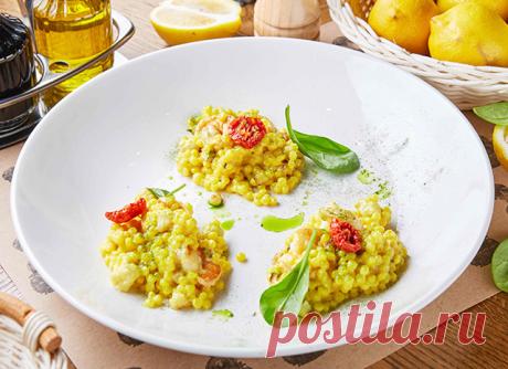 Паста птитим с креветками и овощами (Израиль)