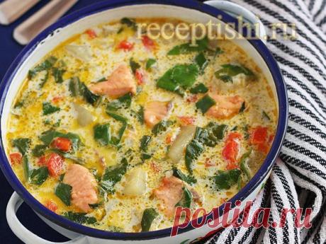 Сырный суп с форелью и шпинатом | Кулинарные рецепты с фото на Рецептыши.ру