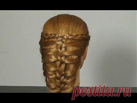Прическа с плетением на средние волосы. Braided hairstyles tutorial - YouTube