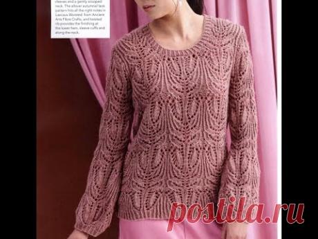 Красивый джемпер в винтажном стиле ажурным узором