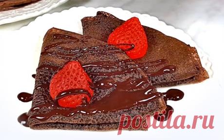 Шоколадные блины на кефире и молоке