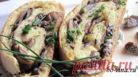 Рулет с грибами (картофельное тесто)