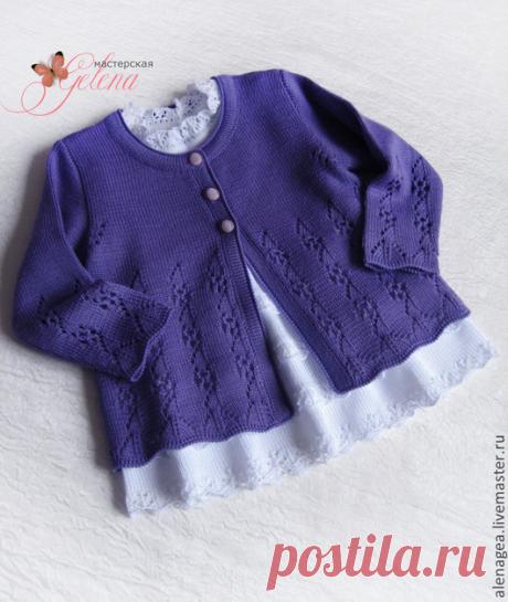 Купить Кофта для девочки "Viola -2" - фиолетовый, однотонный, кофта для девочки, кофта вязаная