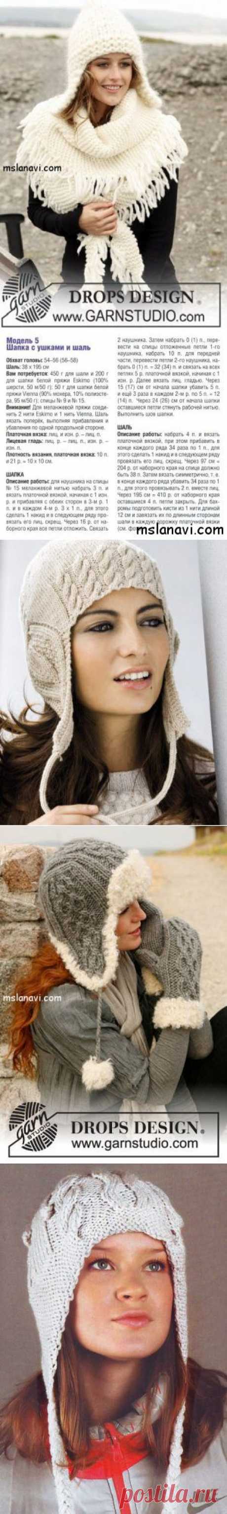 Вязаные женские шапки с ушками или завязками | Ms Lana Vi