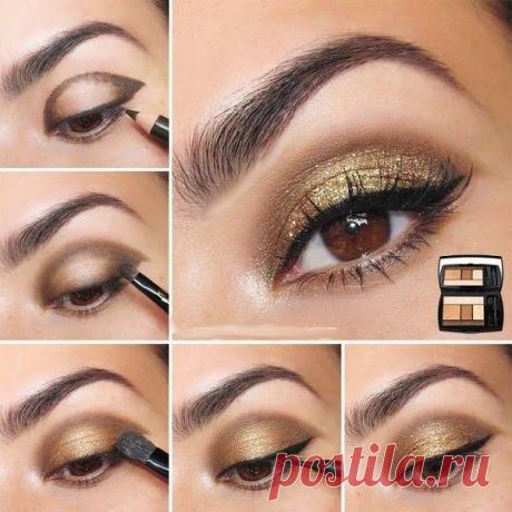 МАКИЯЖ С ЗОЛОТЫМИ ТЕНЯМИ: