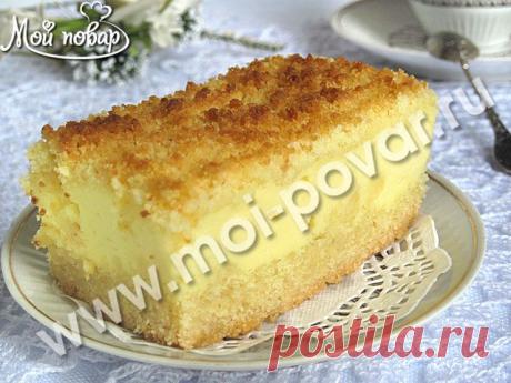 Творожный пирог с песочной крошкой - кулинарный рецепт.
