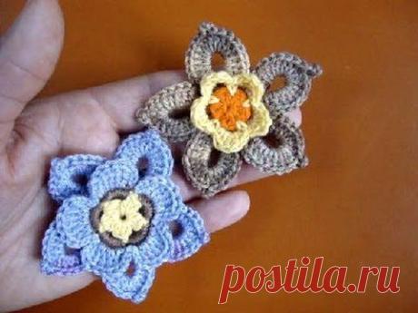 Crochet flower Как связать цветок крючком 60