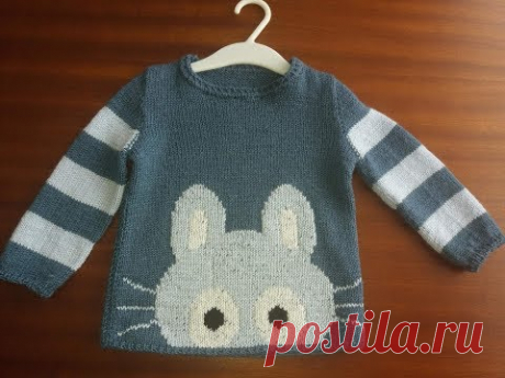 Свитер на мальчика (возраст 2 - 2,5 года) ЧАСТЬ 2 (вышиваем зайца)
