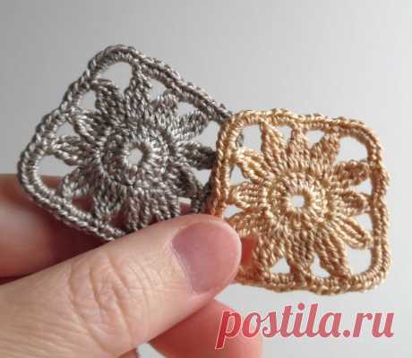Вяжем крючком цветок в квадрате | Татьяна Потемкина | Яндекс Дзен